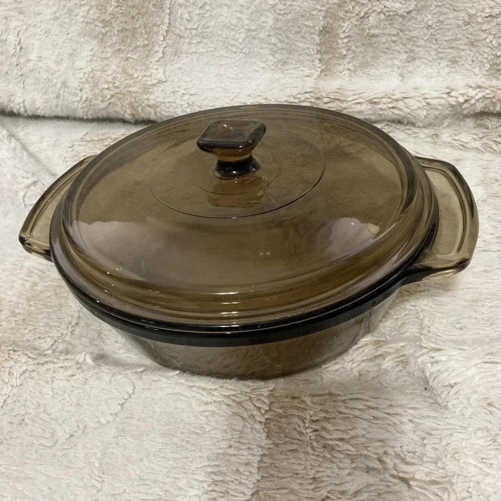 VTG Anchor Hocking Ovenware 1.5 Quart Brown Glass Casserole Dish #1037 w/Lid